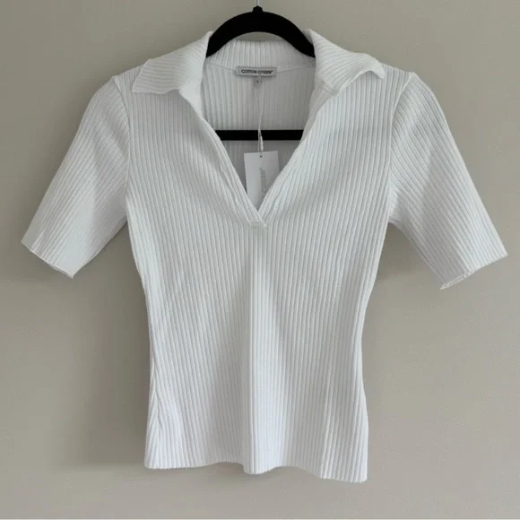 Cotton Citizen Short Sleeve‎ Ibiza Polo shirt, NWT, Size Medium, Classic White - Picture 2 of 7